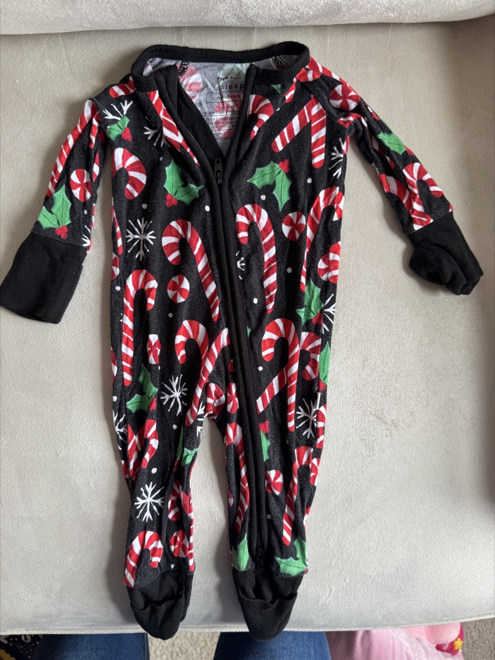 Little Sleepies Zippy Christmas Candy Cane Pajama Jumpsuit